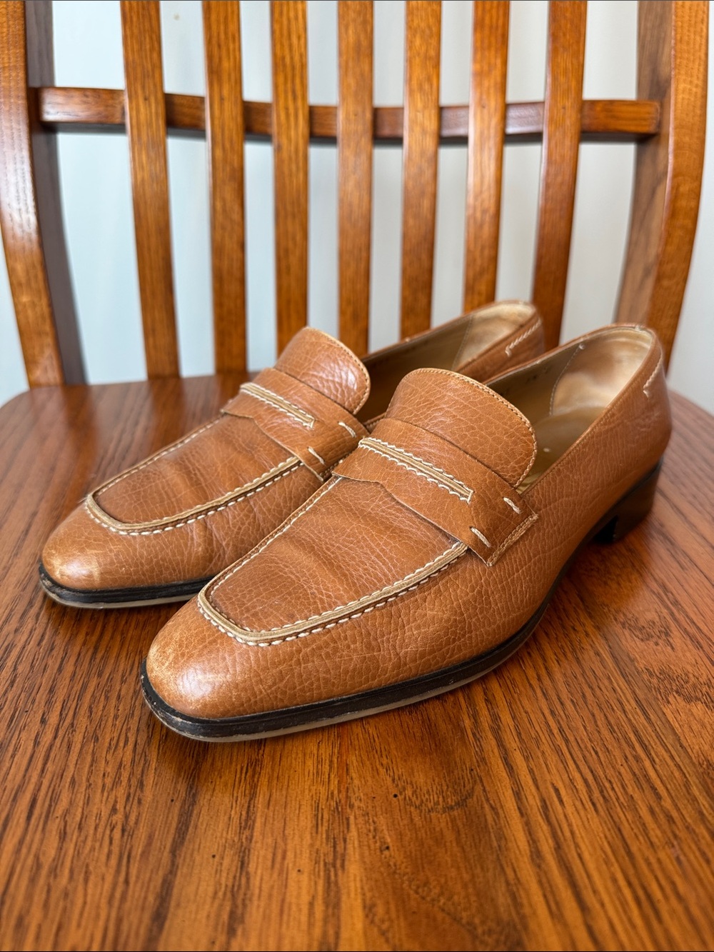 Salvatore Ferragamo Tan Leather Penny Loafers
